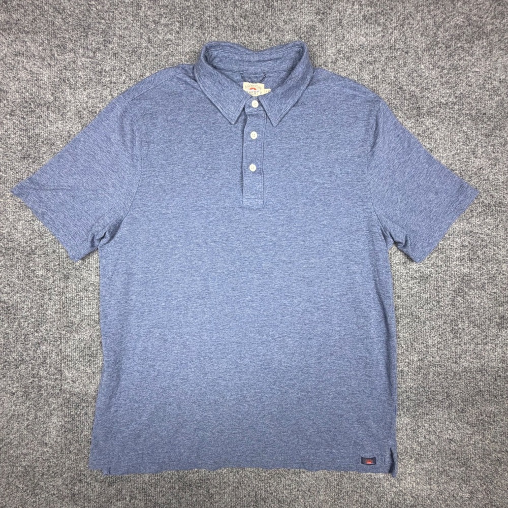 Faherty Brand Movement Polo Shirt Mens Large Blue Heathered Pima Cotton MKU2104